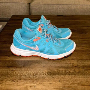 nike revolution 2 clearwater women’s sneakers shoes blue/pink usa size 8